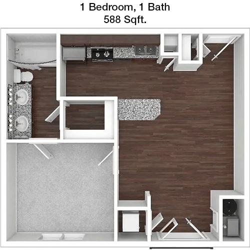 588 sq ft floorplan layout