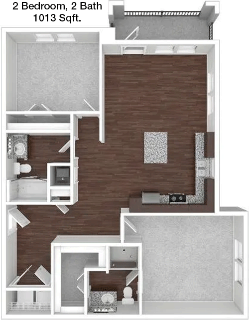 1,013 sq ft floorplan layout