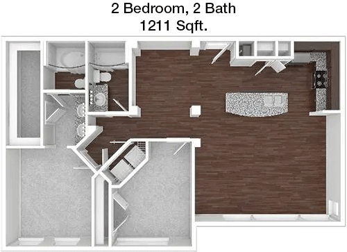 1,211 sq ft floorplan layout