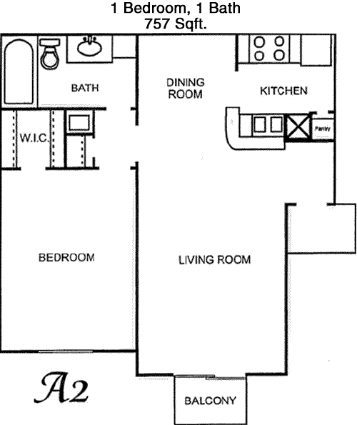 757 sq ft floorplan layout