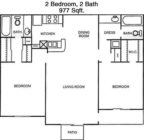 977 sq ft floorplan layout