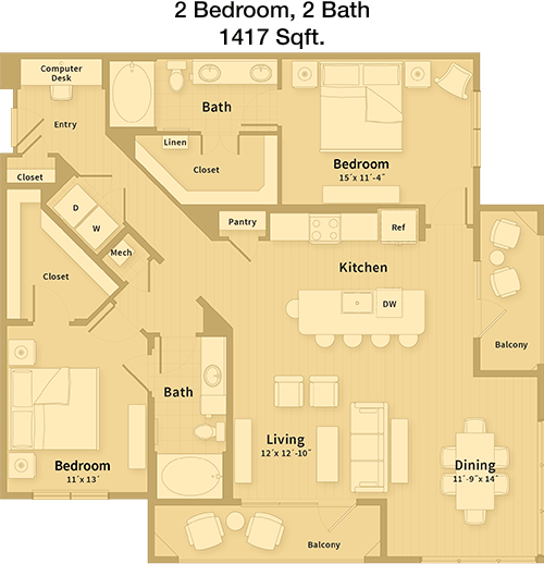 Unit E3 floorplan layout