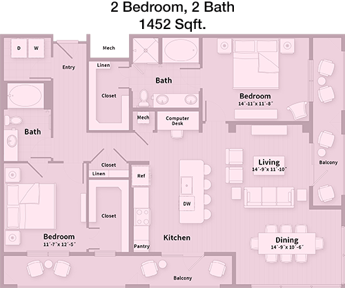 1,452 sq ft floorplan layout