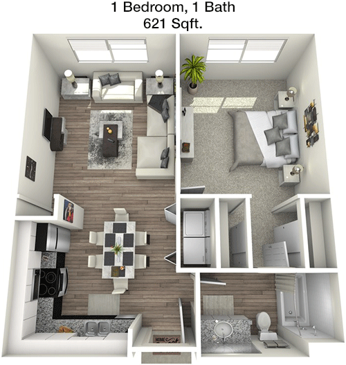 621 sq ft floorplan layout