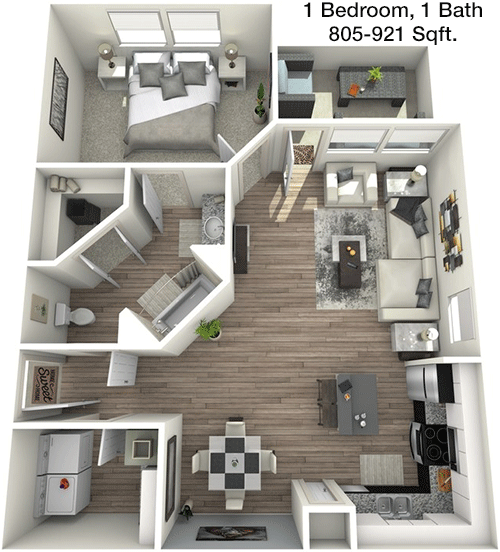 805 sq ft floorplan layout