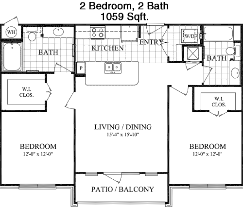 1,059 sq ft floorplan layout
