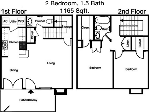 1,165 sq ft floorplan layout