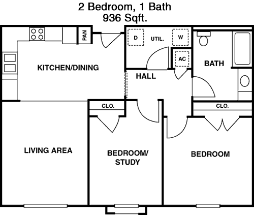 936 sq ft floorplan layout