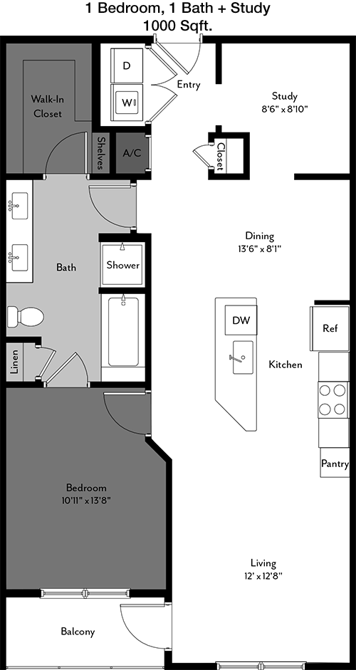 1,000 sq ft floorplan layout