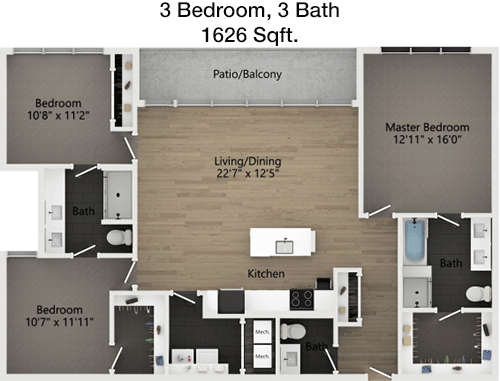 1,626 sq ft floorplan layout