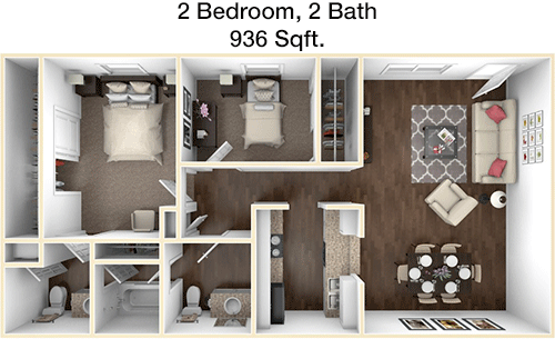 936 sq ft floorplan layout