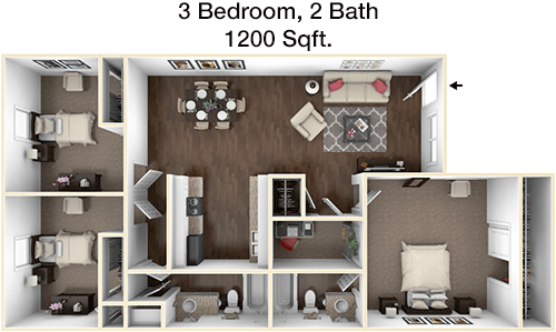1,200 sq ft floorplan layout