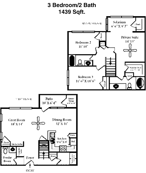 1,439 sq ft floorplan layout