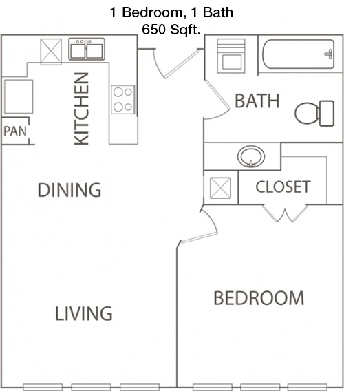 650 sq ft floorplan layout