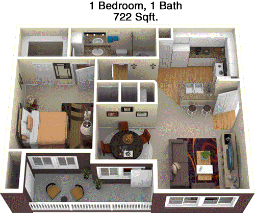 722 sq ft floorplan layout
