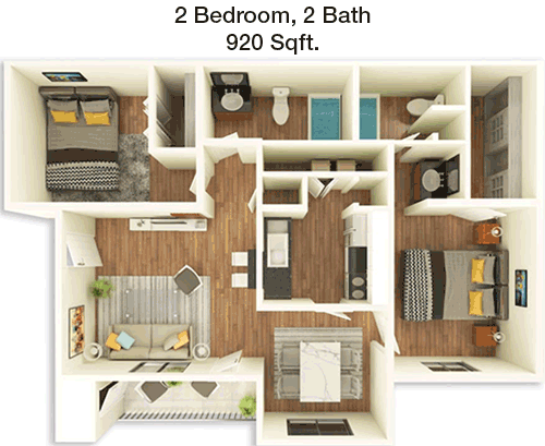 920 sq ft floorplan layout