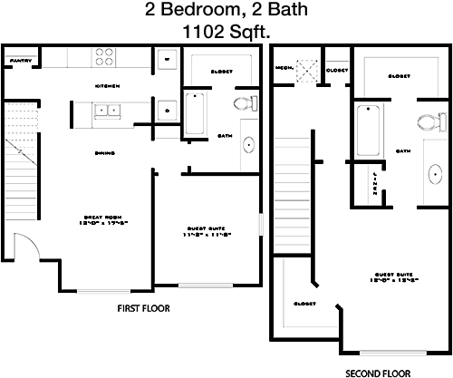 1,102 sq ft floorplan layout
