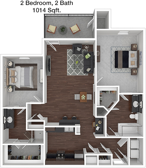 1,014 sq ft floorplan layout