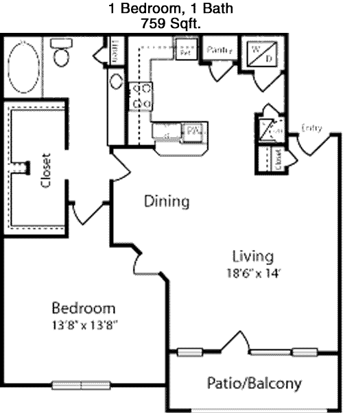 759 sq ft floorplan layout