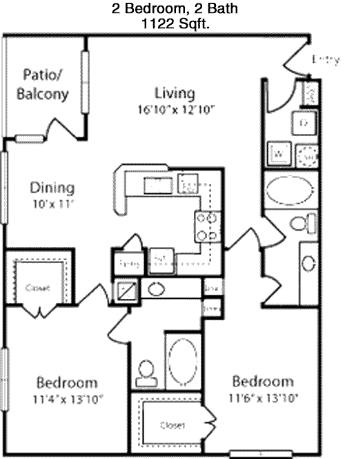 1,122 sq ft floorplan layout
