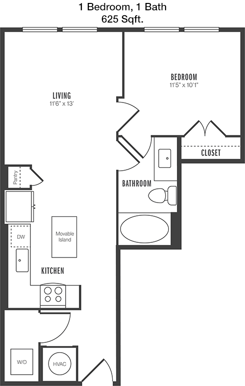 625 sq ft floorplan layout