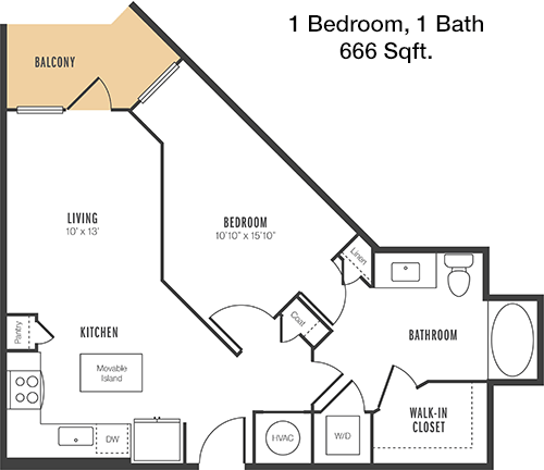 666 sq ft floorplan layout