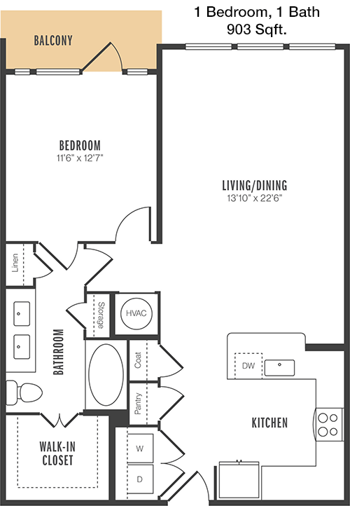 903 sq ft floorplan layout