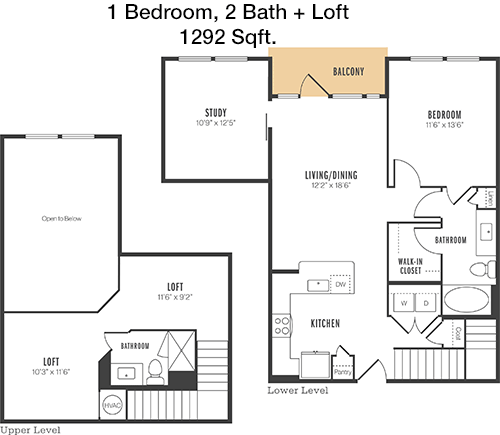 1,292 sq ft floorplan layout