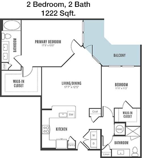 1,222 sq ft floorplan layout