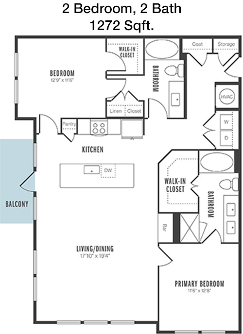 1,272 sq ft floorplan layout