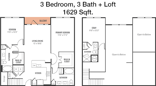 1,629 sq ft floorplan layout