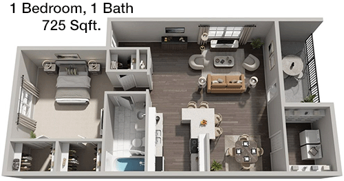 725 sq ft floorplan layout