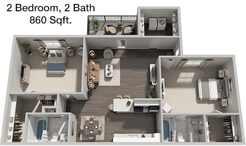 860 sq ft floorplan layout