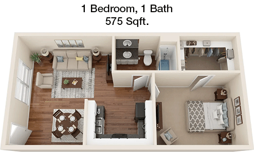 575 sq ft floorplan layout