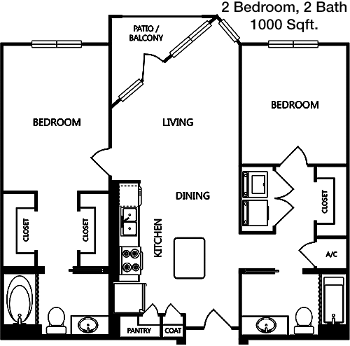 1,000 sq ft floorplan layout