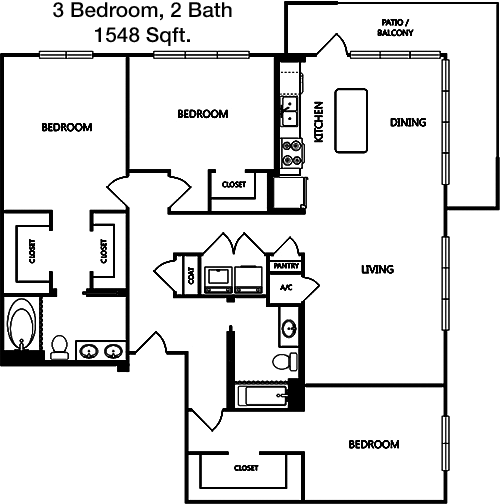 1,548 sq ft floorplan layout