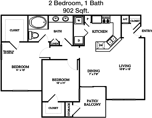 902 sq ft floorplan layout