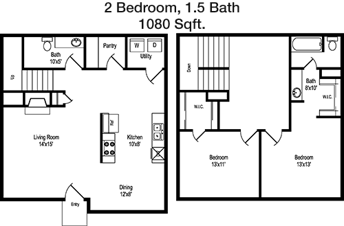 1,080 sq ft floorplan layout