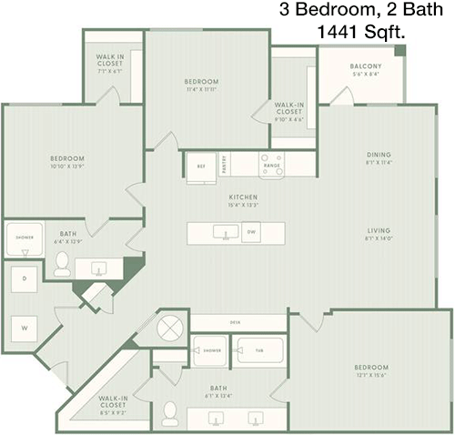 1,441 sq ft floorplan layout
