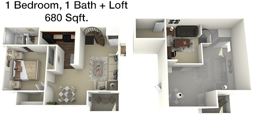 680 sq ft floorplan layout