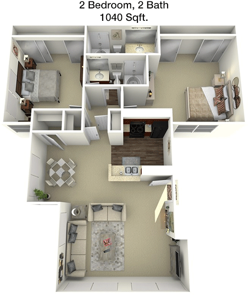1,040 sq ft floorplan layout
