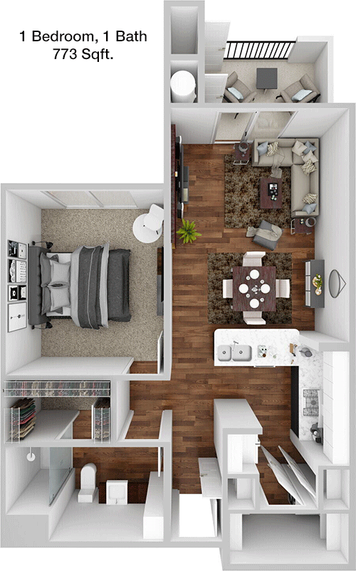 773 sq ft floorplan layout