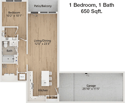 650 sq ft floorplan layout