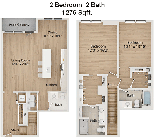 1,276 sq ft floorplan layout