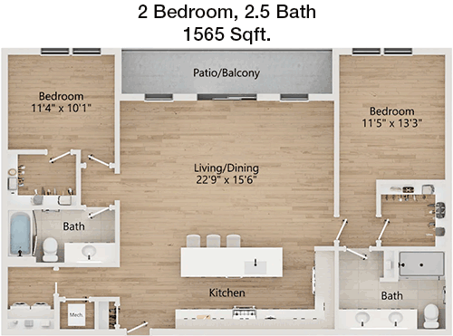 1,565 sq ft floorplan layout