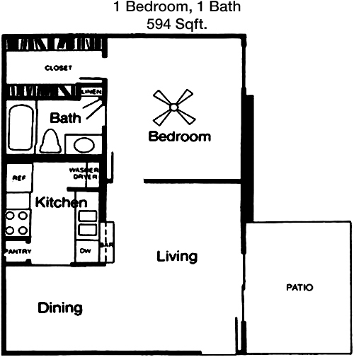 594 sq ft floorplan layout