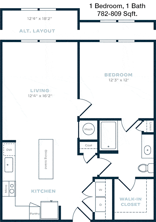 782 sq ft floorplan layout