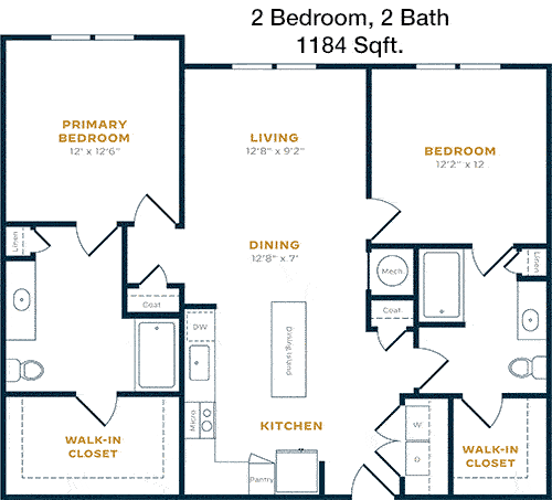 1,184 sq ft floorplan layout