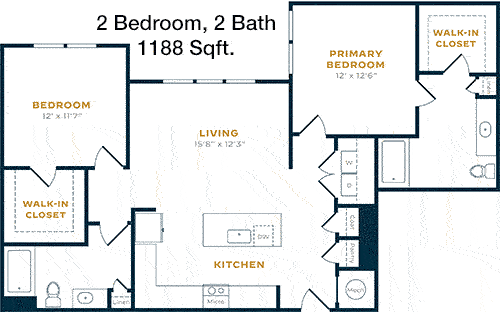 1,188 sq ft floorplan layout