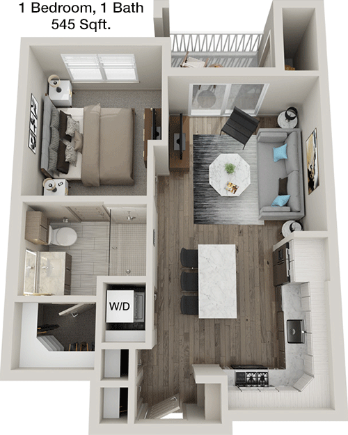 545 sq ft floorplan layout